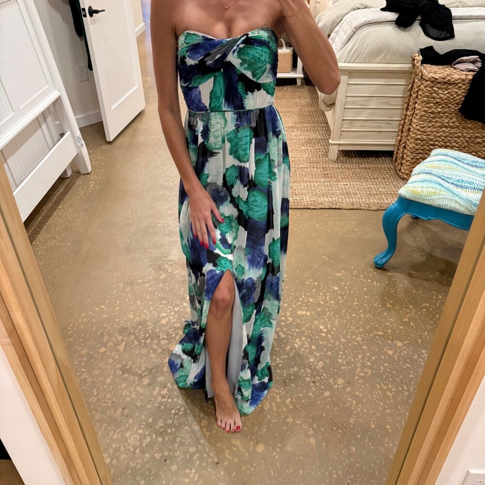 Shoshanna Strapless Multi-Colored Floral Maxi Dress